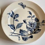 Set of 6 plates poppies faience of Gien 19th decoration Summer