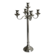 Large 5-arm candlestick in shiny silver metal