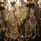 19th Century Crystal and Bronze Chandelier with Tassels