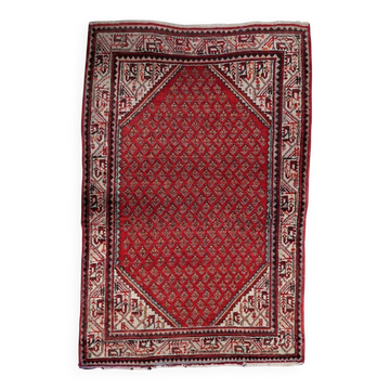1950s Handmade Wool Boteh Rug, Red and Ivory, 104 × 156 cm - 1C1299