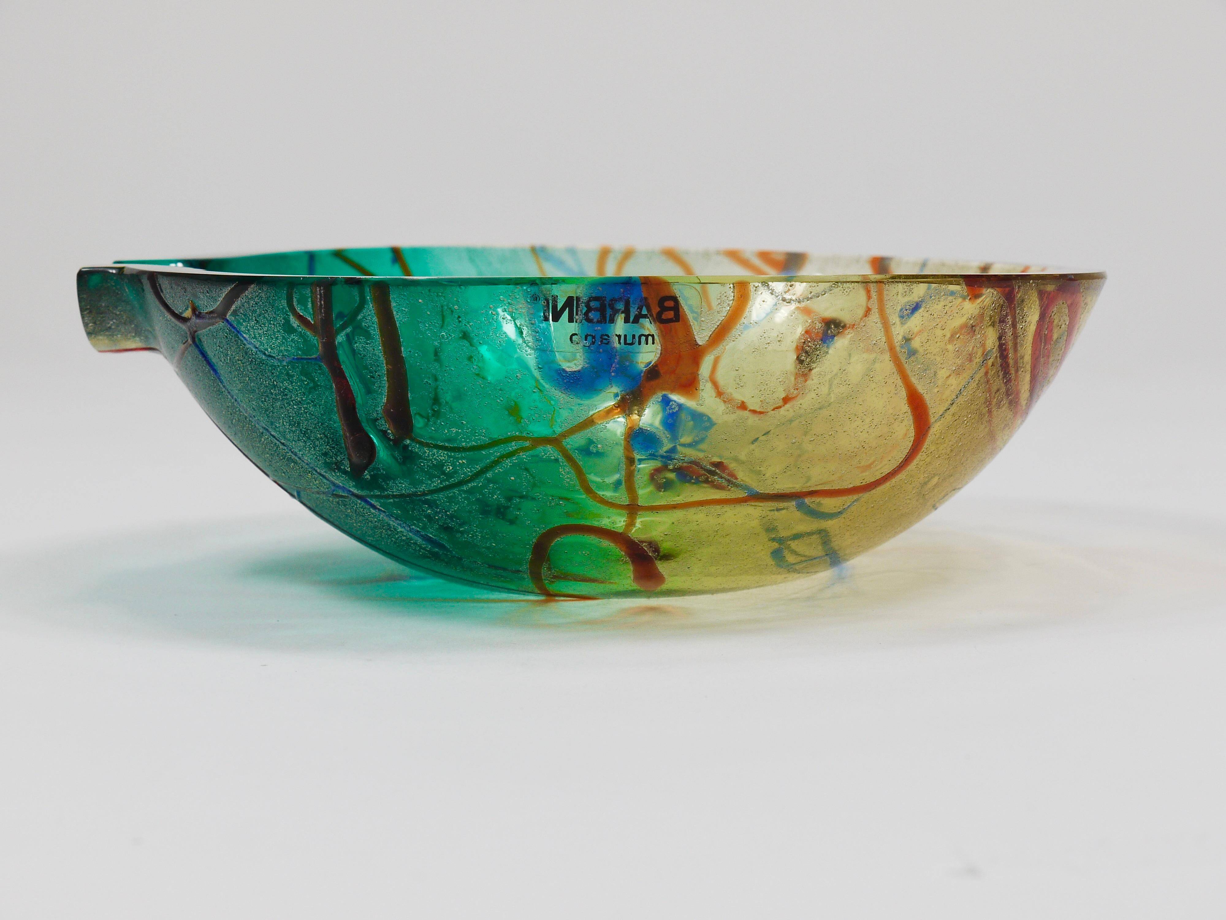 Art glass bowl or ashtray Murano signed Alfredo Barbini, Italy, 1970s.