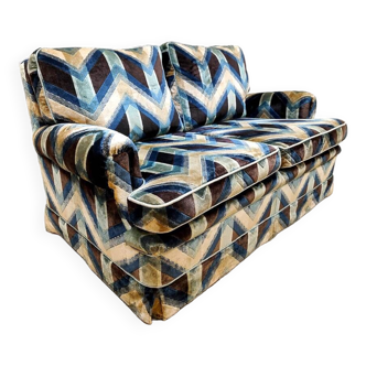 Vintage design Luxury velvet lounge sofa 2 seater 'Geometric lines'