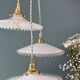 Vintage triple suspension lampshade in white opaline.