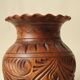 Wood effect sculpted ceramic vase