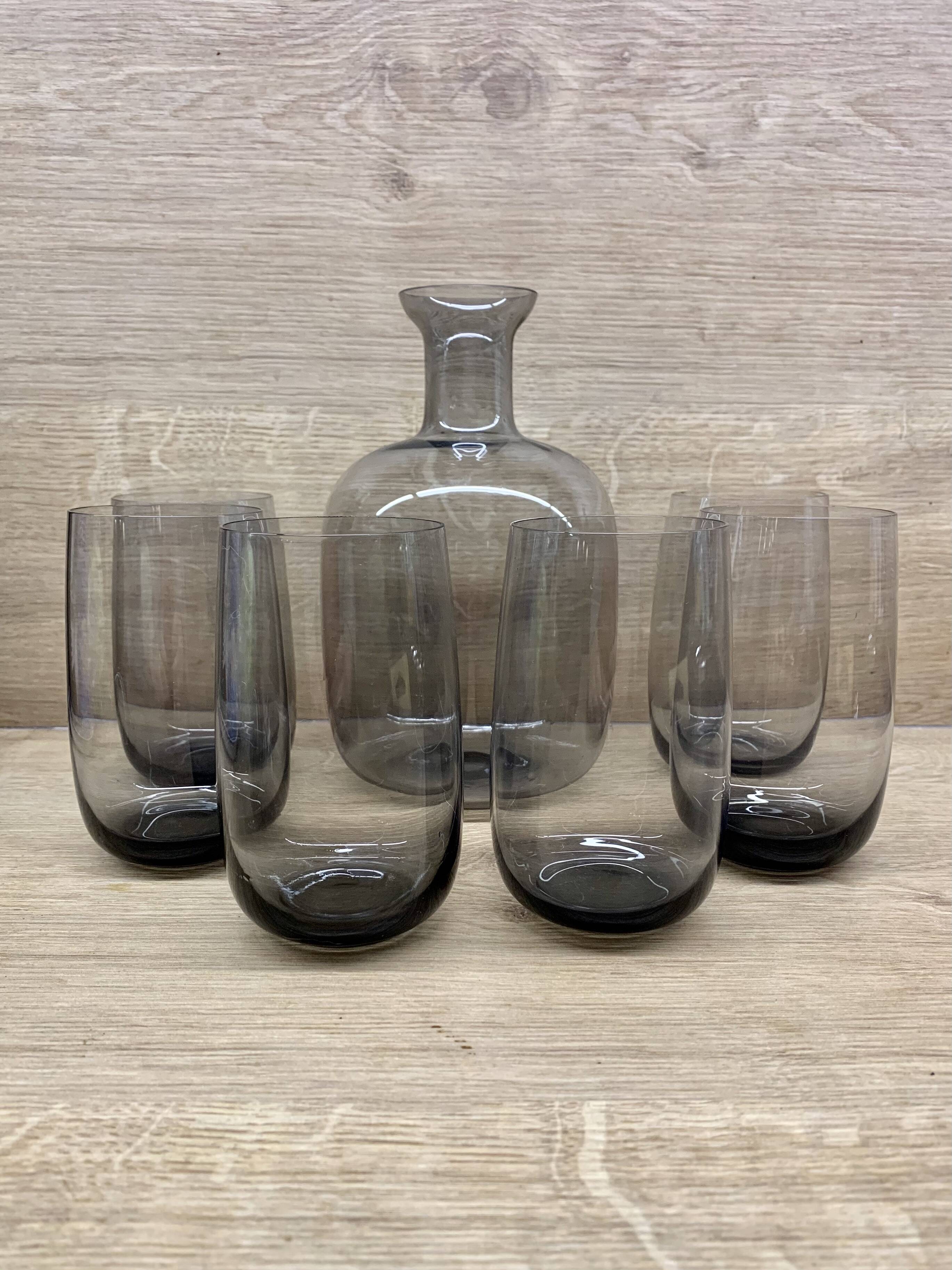 Scandinavian smoke glass set, 1960s