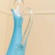 Carafe en verre de Murano bleu clair – Vase amphore italien vintage des années 1970 avec bouchon en forme de goutte.