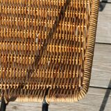 Rattan and steel armchair