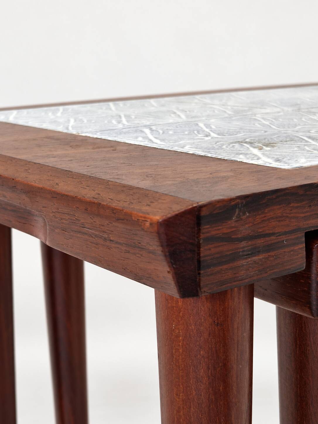 Rosewood nesting tables with ceramic tiles, Denmark, 1960s, set of 3