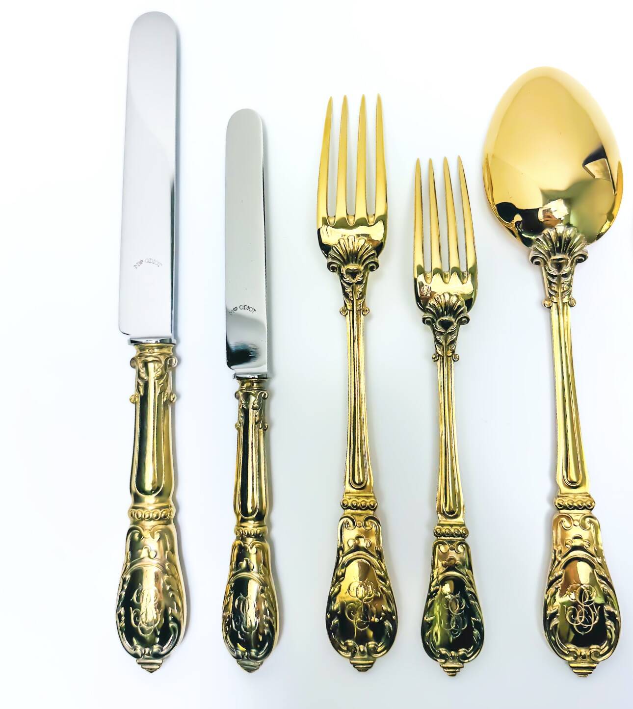 Prestige case for Odiot cutlery, solid silver and gold