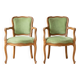 Set of 4 Louis XV style cabriolet armchairs in green fabric.