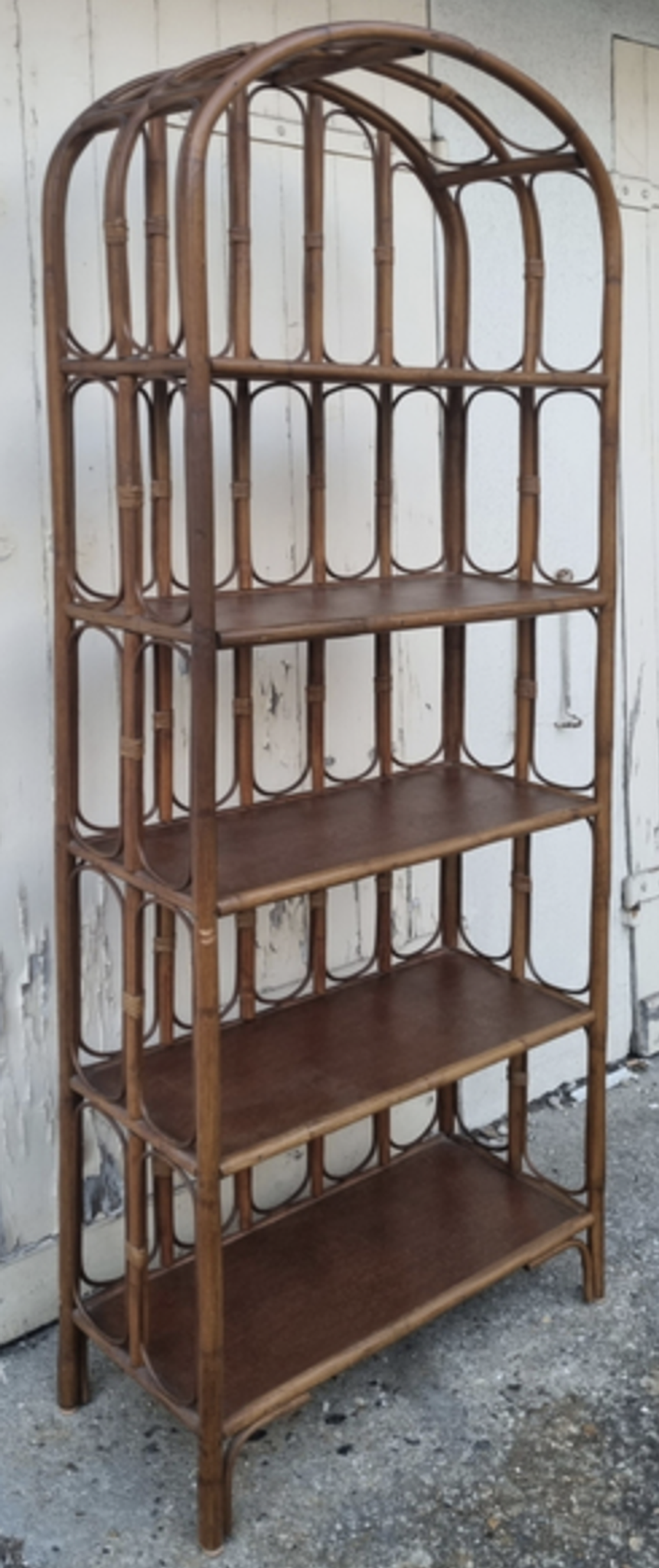 Bookcase bamboo and rattan shelves, Maugrion for Roche Bobois, 80s