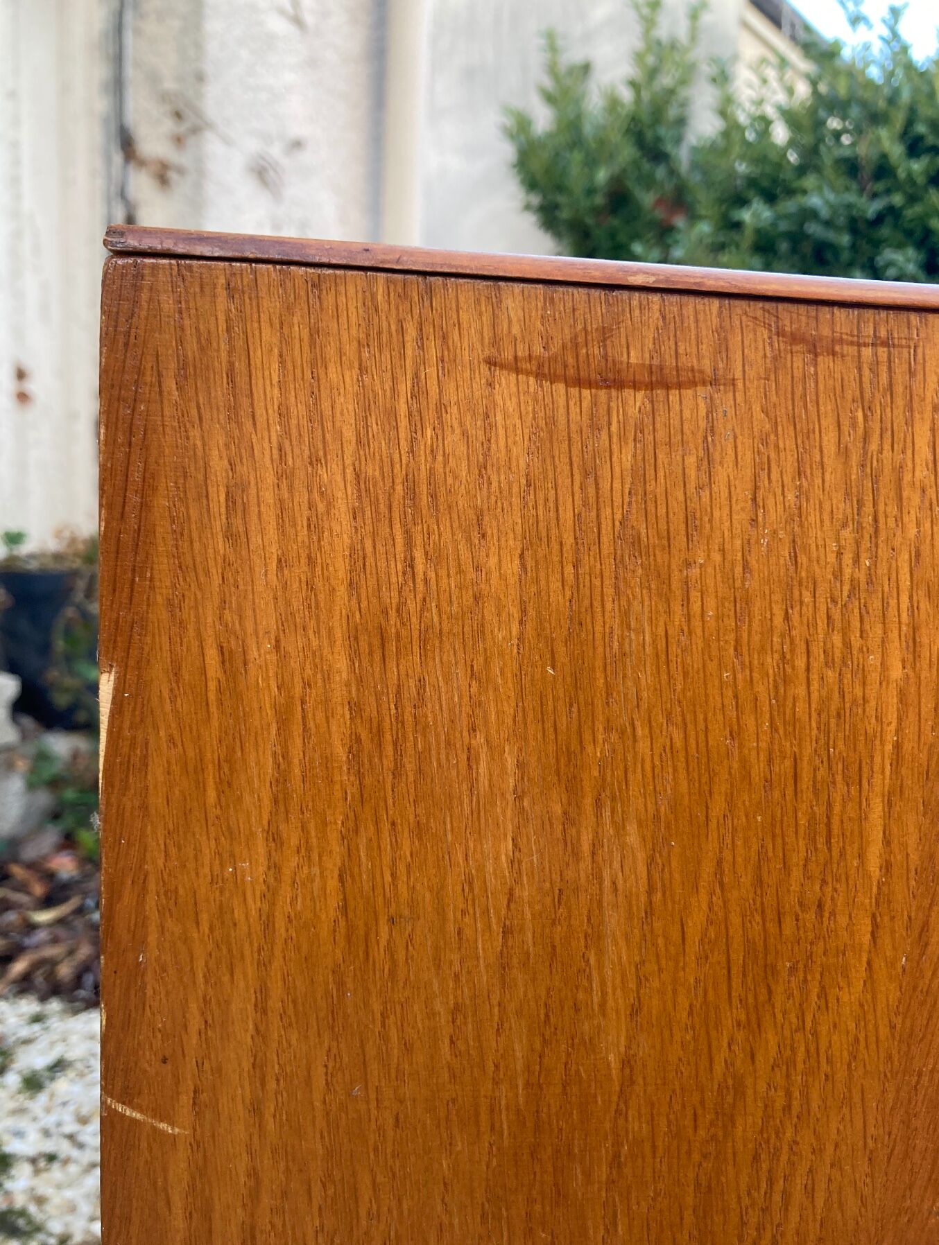 Rattan chest of drawers and vintage wood