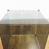 Side table, smoked glass cube