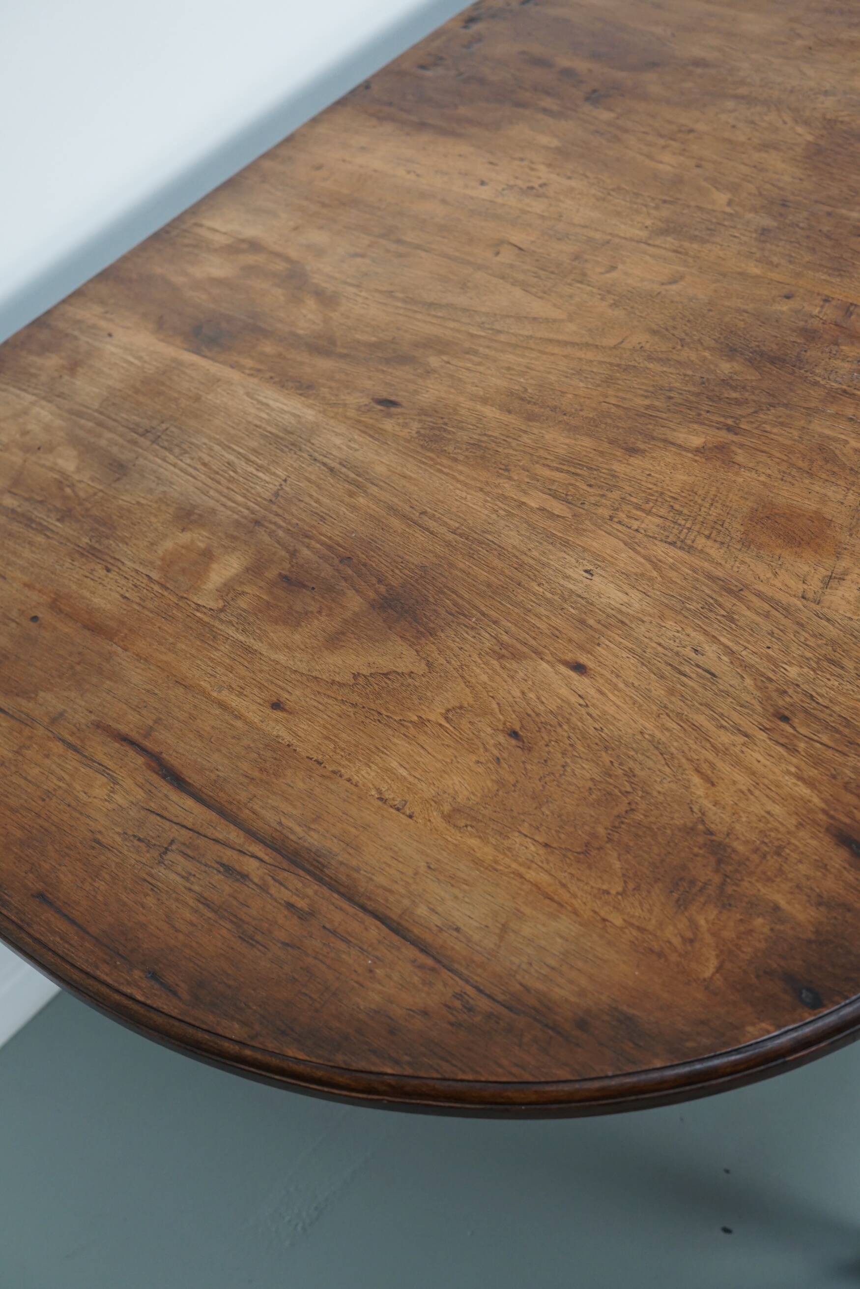 Large Oval Dutch Rustic Farmhouse Teak Dining Table