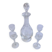 Service à  liqueur cristal de Bohème Baccarat St Louis verres carafe signé par une ancre