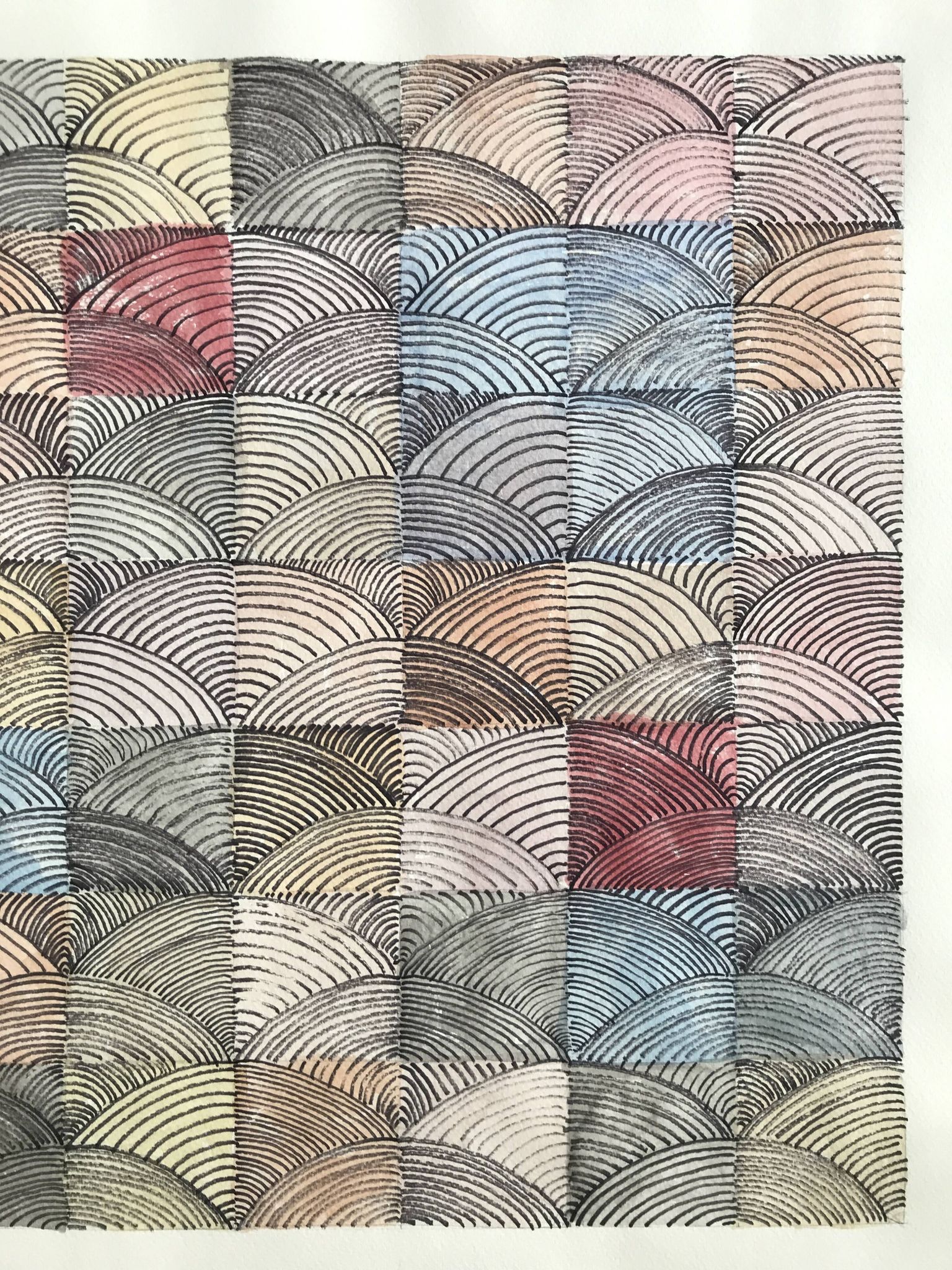 Contemporary school: mixed technique on paper, Untitled (shell), circa 2021