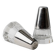 Vintage Argent Salt and Pepper Shakers with Clear Glass and Silver-Plated Caps, Conical Minimal Italian Design, 1950s