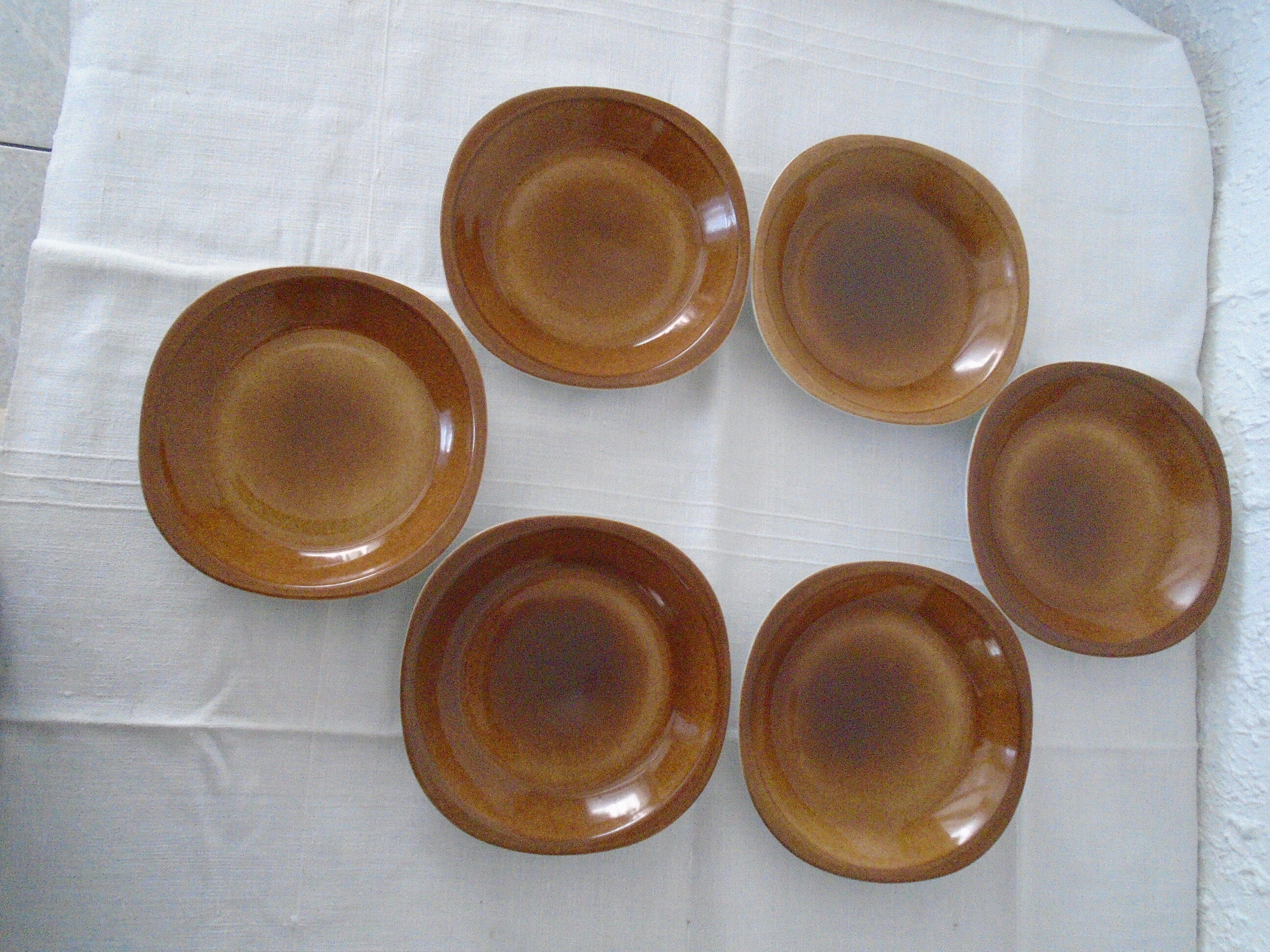 6 Hollow e-enamel enamel porcelain plates from Sologne France