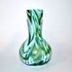 Murano? Modernist green filigree blown glass vase 1960
