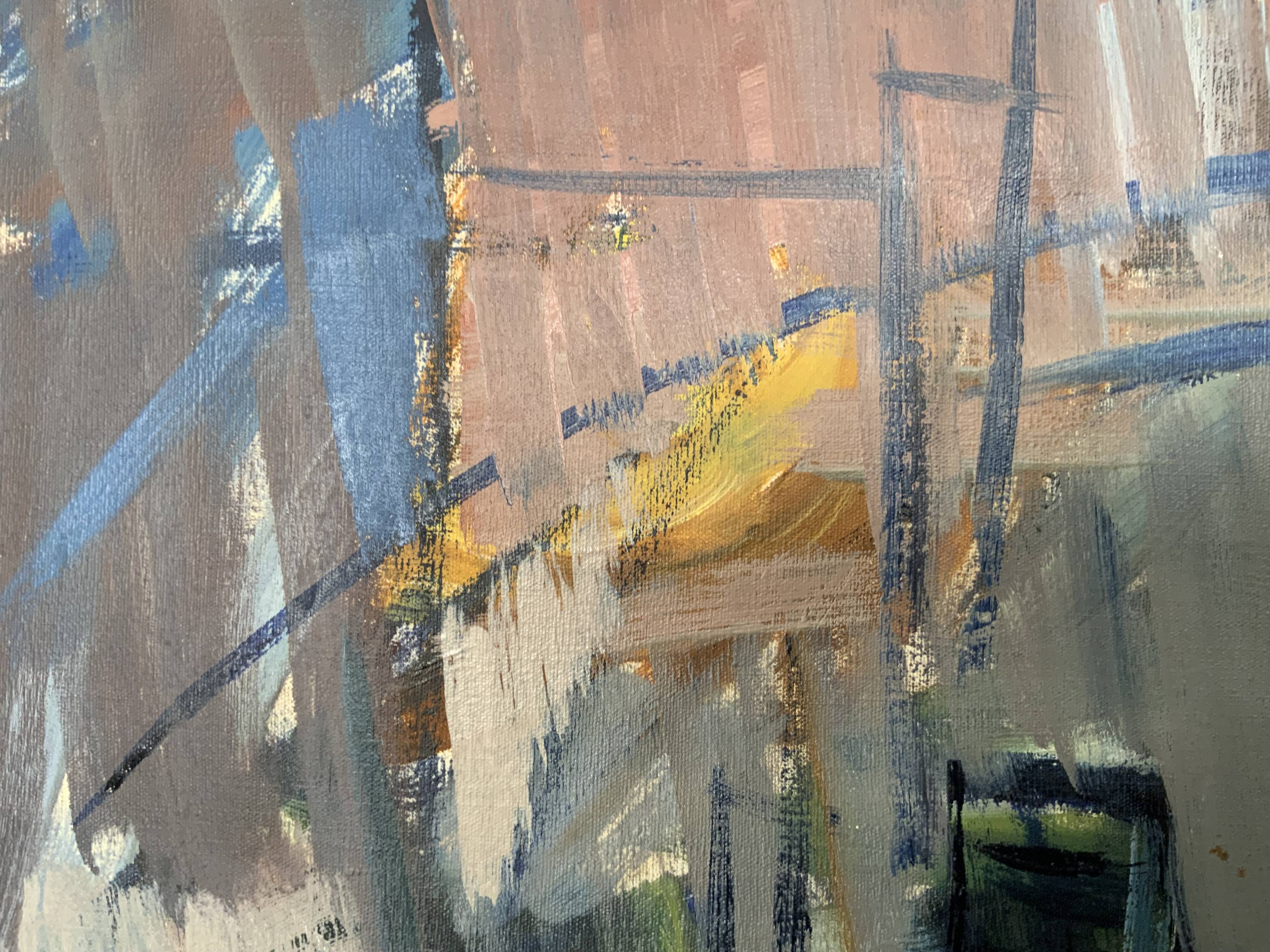 Vintage Modernists Oil Painting Still Life With Red Bottle, Signed Falck