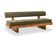 Three-seater bench in light ash and green mohair velvet. Contemporary.
