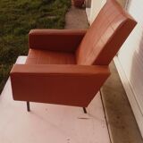 Armchair in brown skaï 70s