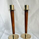Pair of Danish Art Deco Candle Holders  in Wood & Brass