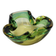 Empty Pocket Cup Ashtray Vintage Murano Glass Sommerso Green and Yellow