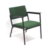 Fauteuil vintage vert avec cadre métallique fabriqué dans les années 60