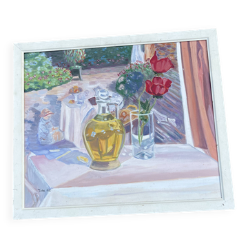 Still life with vase and flowers – Signed Tulle 98