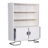 Bauhaus White Chrome-Plated Steel & Lacquered Wood Cabinet attributed to Vichr, 1930s
