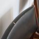 Series of 3 Scandinavian teak and skai chairs