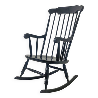 Vintage black wood rocking chair