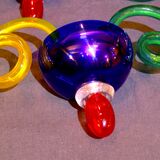 Pair of multicolored murano glass sconces, two arm, Sylcom italy
