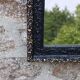 Vintage wooden and stucco mirror in patinated midnight blue with gold – baroque style – 51 ×