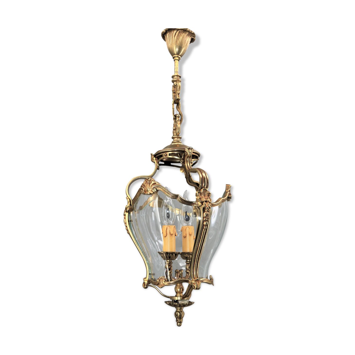 Lustre en bronze et verre bombé