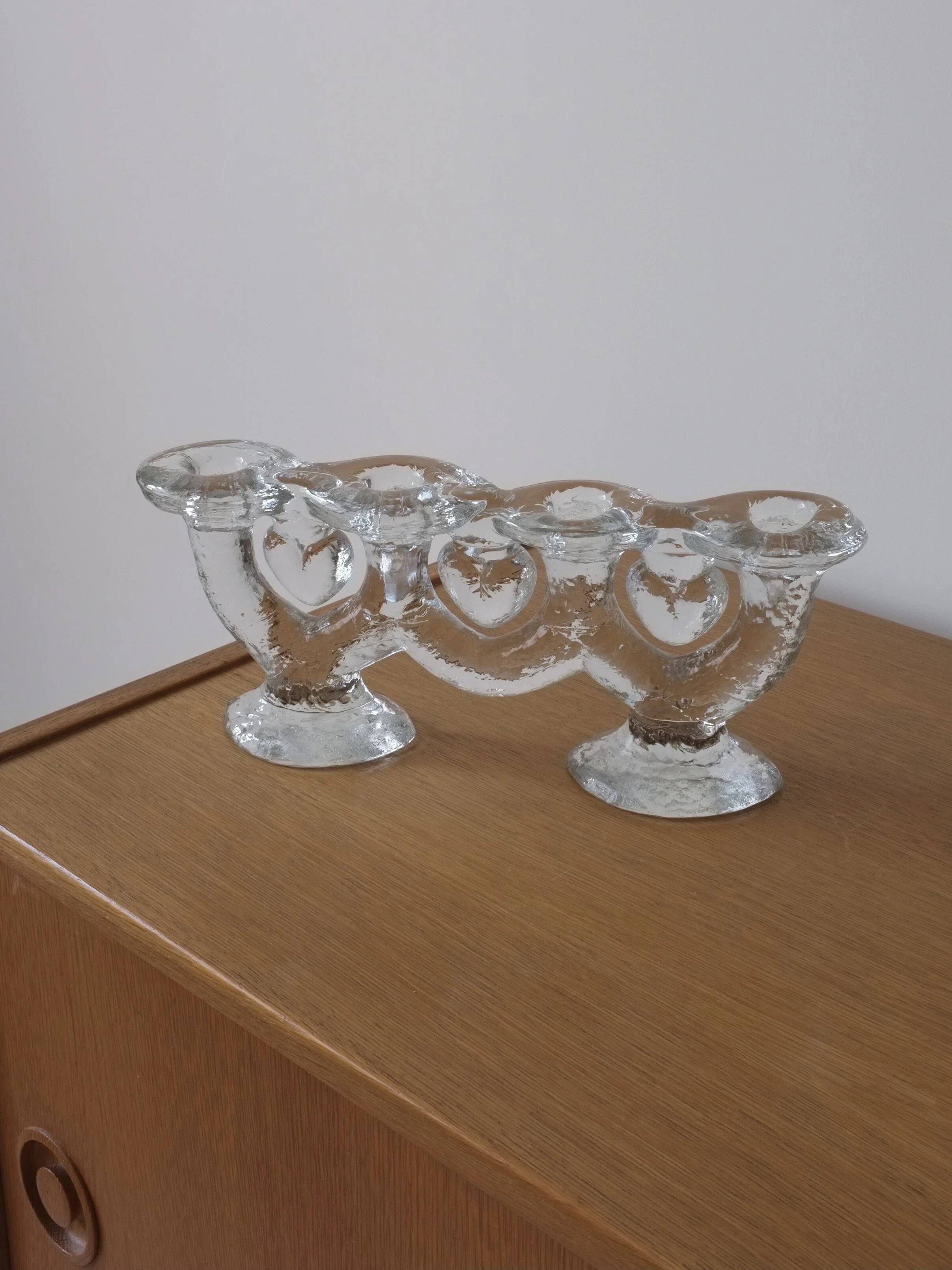 Large glass candle holder by Staffan Gellerstedt | Pukeberg Glasbruk | Sweden