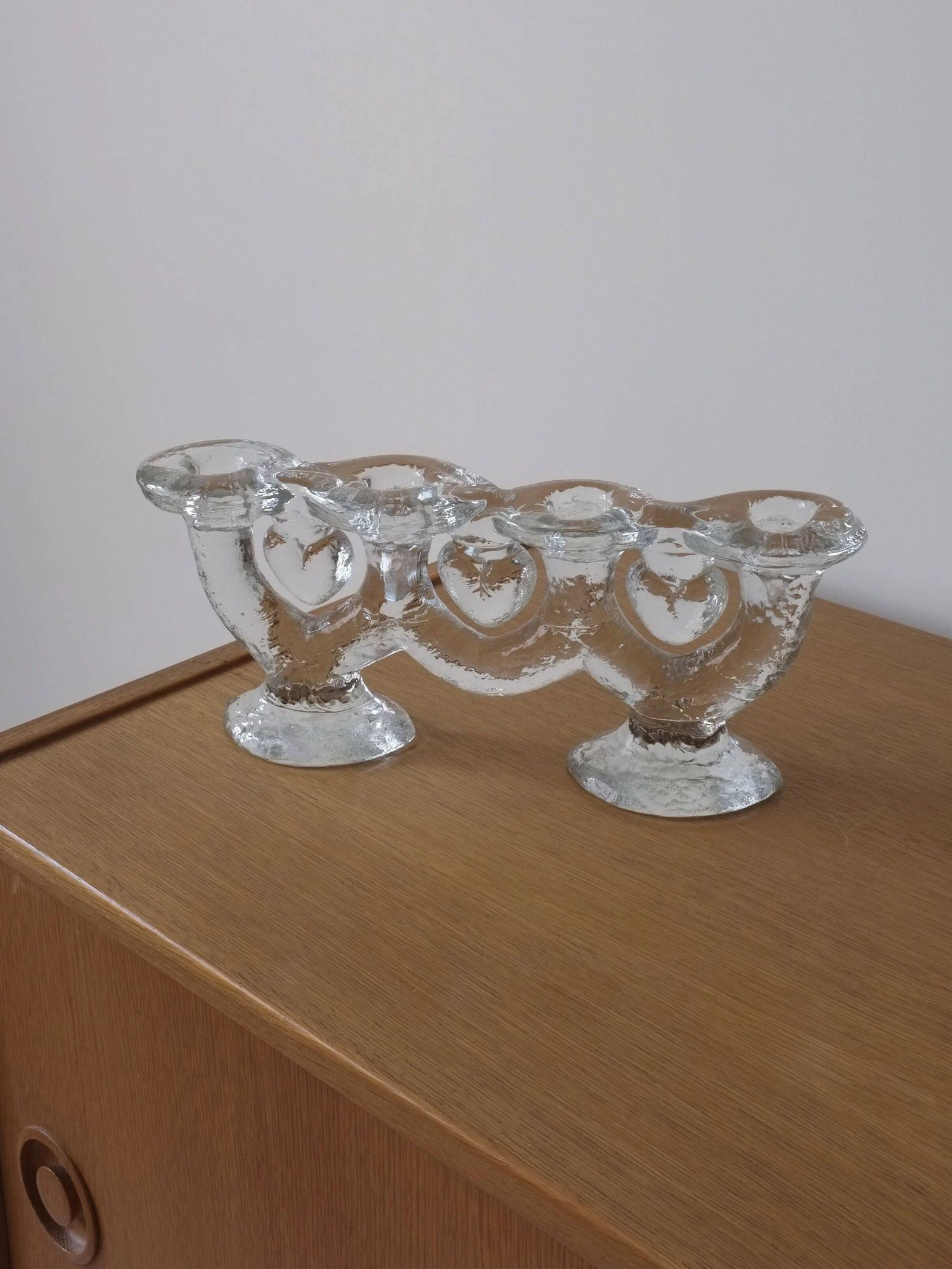 Large glass candle holder by Staffan Gellerstedt | Pukeberg Glasbruk | Sweden
