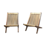 Pair of Danish rope and wood armchairs by Poul Kjaerholm and Jorgen Hoj, 1950s