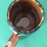 Polychrome ceramic beer mug with fat lava effect