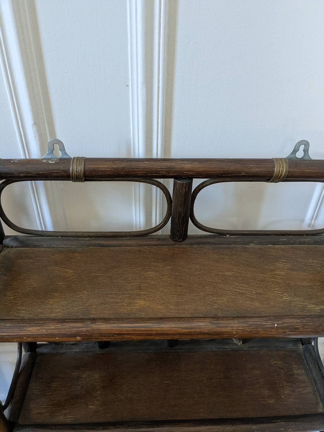 Pair of rattan shelves