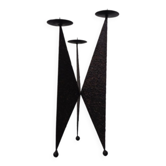 Brutalist German Iron Candleholder, 1960s