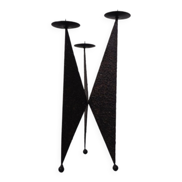 Brutalist German Iron Candleholder, 1960s