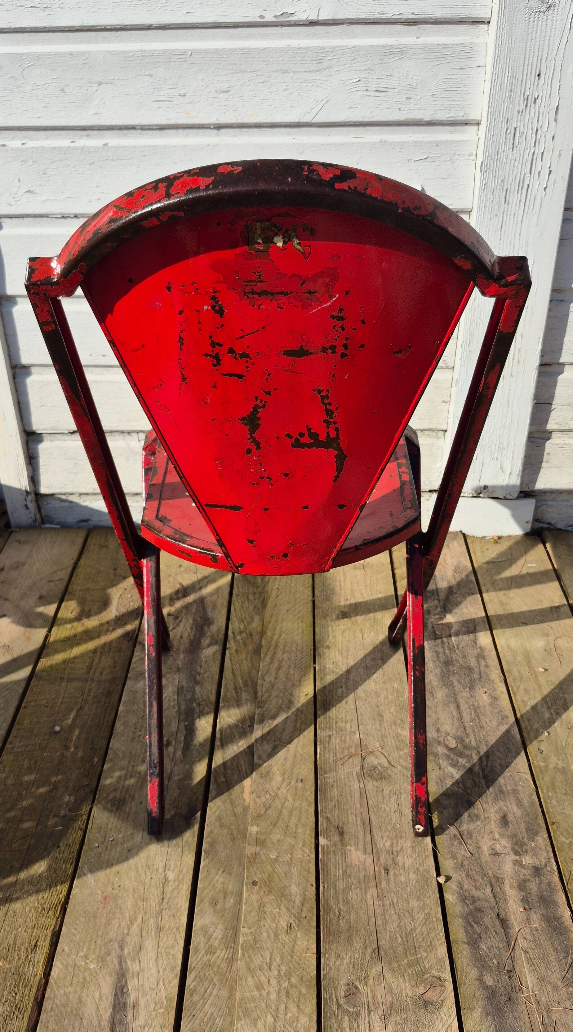 Set of 5 François Caruelle metal chairs