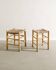 Pair of French Mid Century Wooden Straw Stools, 1960s