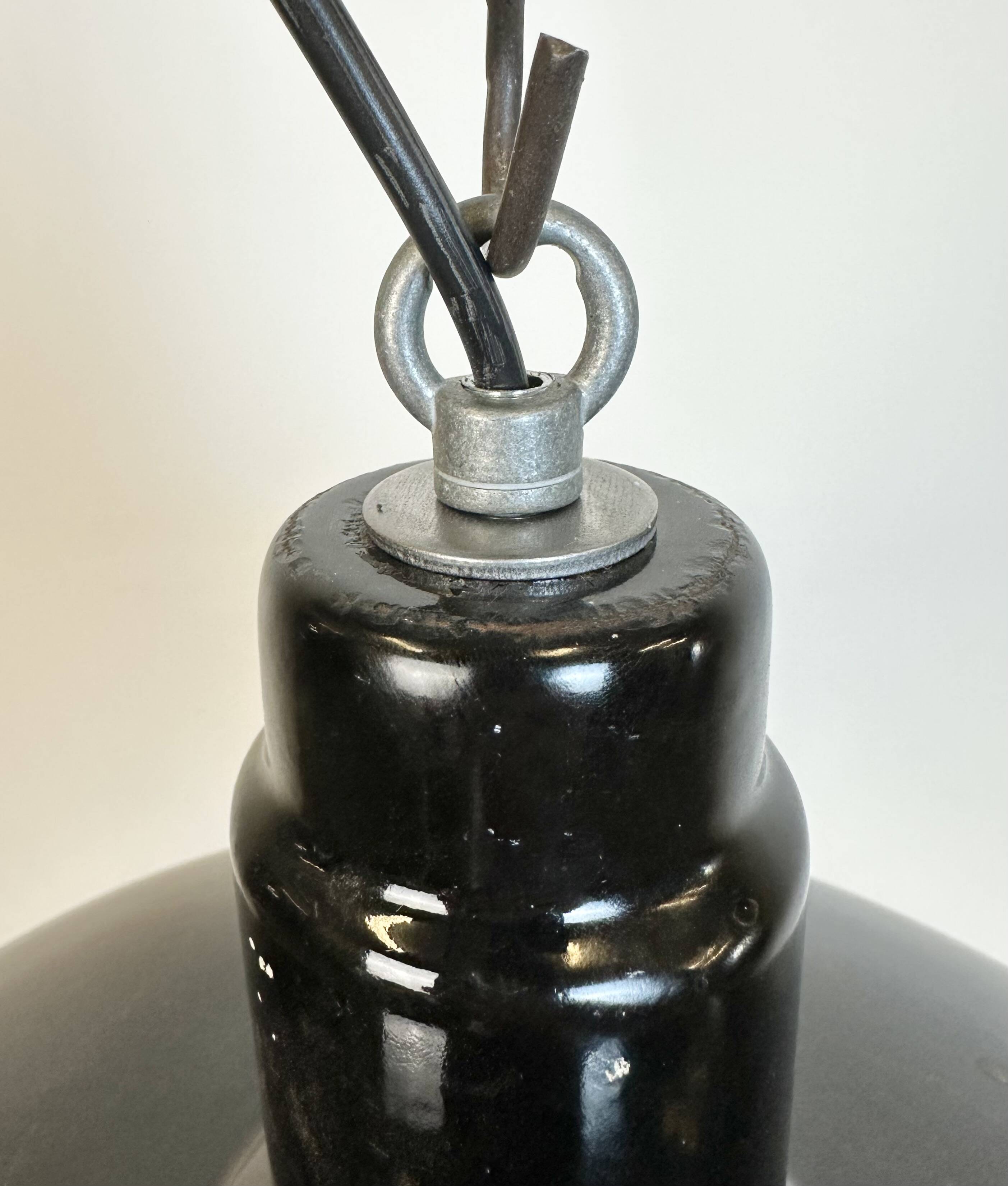 Industrial Black Enamel Factory Pendant Lamp, 1950s
