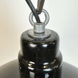 Industrial Black Enamel Factory Pendant Lamp, 1950s