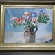 Tableau ancien représentant un bouquet d'anémones