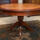Circular table in light mahogany and leather base claw English style