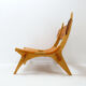 Vintage Scandinavian-style lounge chair in wood and leather